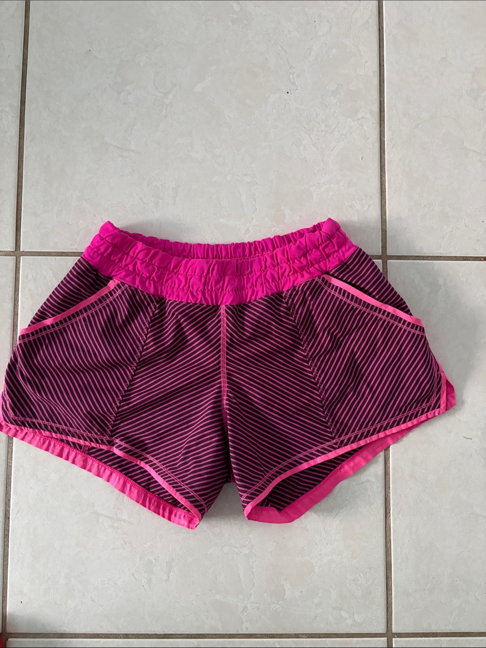 lululemon athletica Hot Pink Striped Running Shorts